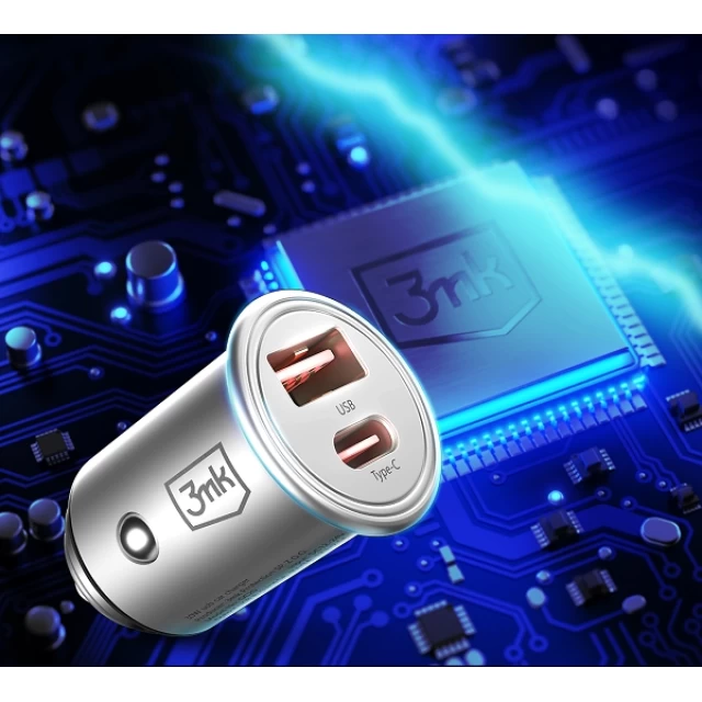 Автомобільний зарядний пристрій 3mk Hyper Car Charger USB-A | USB-C 30W (5903108464574)