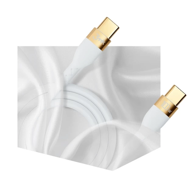 Кабель 3mk HyperSilicone USB-C to USB-C 100W 2m White (5903108464598)