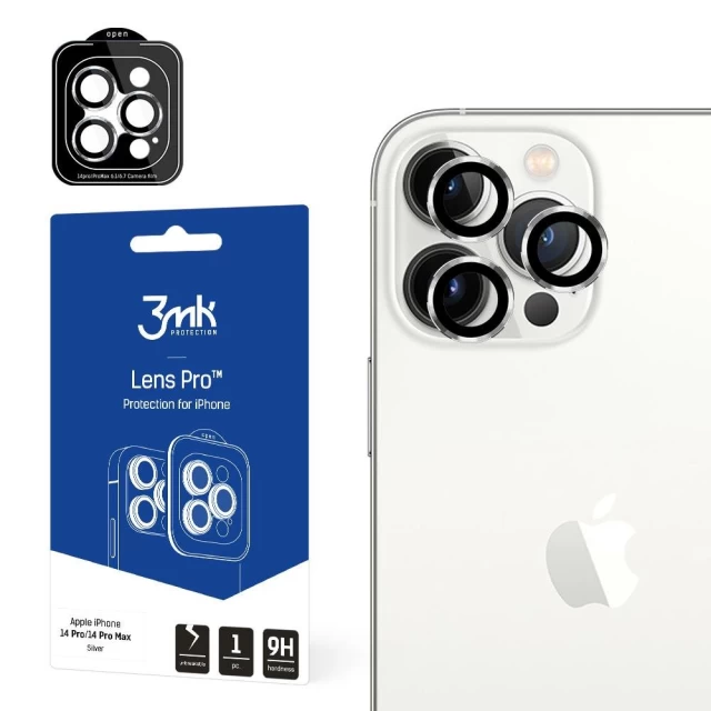Захисне скло 3mk для камери iPhone 14 Pro | 14 Pro Max Lens Protection Pro with Mounting Frame (3mk Lens Protection Pro Silver)