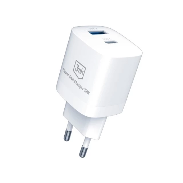 Мережевий зарядний пристрій 3mk Hyper GaN Charger 33W USB-C | USB-A White (5903108483049)