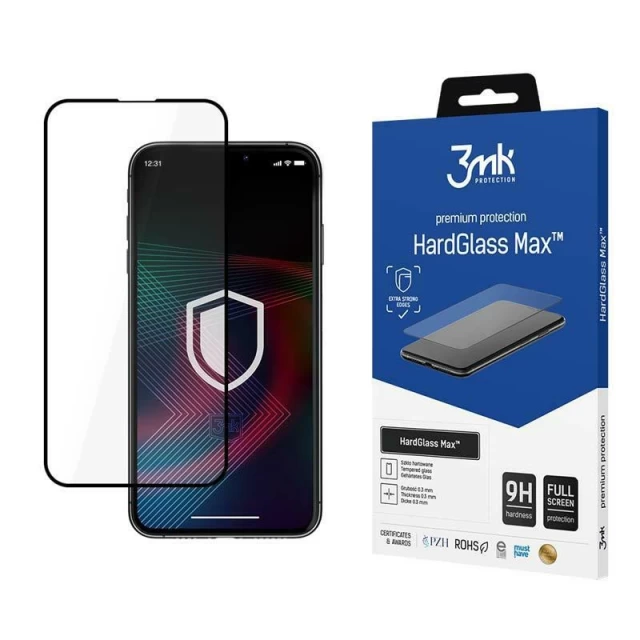 Защитное стекло 3mk HardGlass Max для iPhone 14 Black(5903108488969)