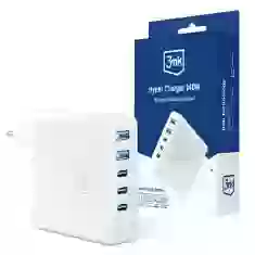 Мережевий зарядний пристрій 3mk Hyper Charger GaN QC/PD 140W 3xUSB-C | 2x USB-A White 