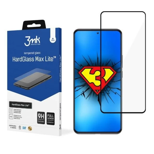 Защитное стекло 3mk HardGlass Max Lite для Xiaomi 12T Black (5903108492942)