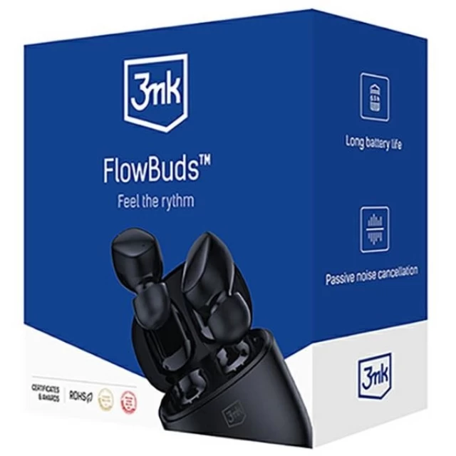 Беспроводные наушники 3mk FlowBuds Black (5903108497404)