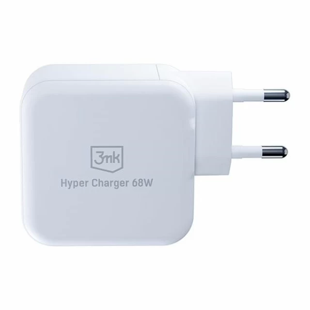 Сетевое зарядное устройство 3mk Hyper Charger QC/PD 68W USB-C | USB-A White (5903108515153)