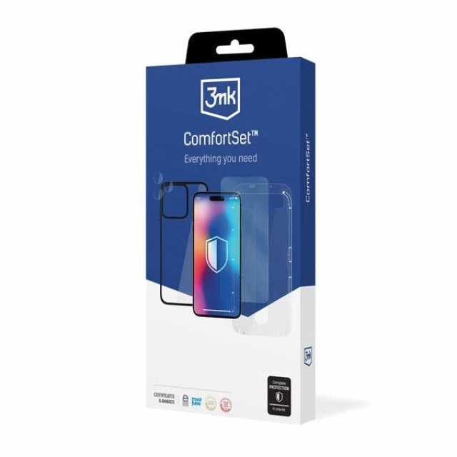 Чехол и защитное стекло 3mk Comfort Set 4in1 для iPhone 11 Pro Max Clear Black (5903108523417)