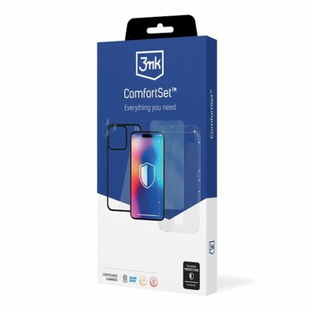 Чохол та захисне скло 3mk Comfort Set 4in1 для iPhone 11 Pro Clear Black (5903108523424)