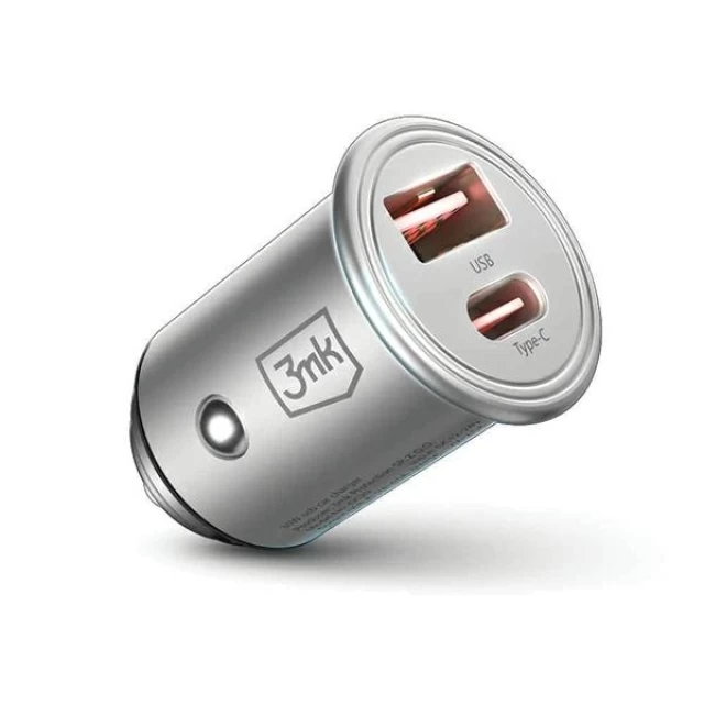 Автомобільний зарядний пристрій 3mk HyperCar Charger USB-C | USB-A 45W Grey (5903108527231)