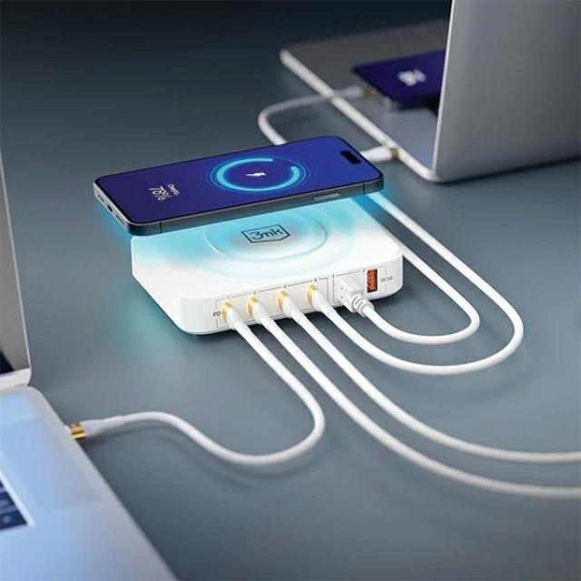 Сетевое зарядное устройство 3mk Hyper Charger PowerMax QC/PD 100W 4xUSB-C | 2x USB-A White