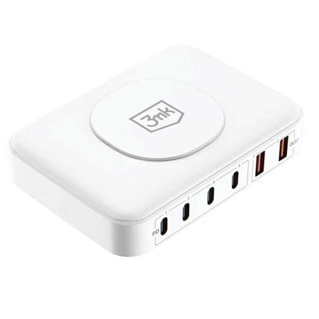 Сетевое зарядное устройство 3mk Hyper Charger PowerMax QC/PD 100W 4xUSB-C | 2x USB-A White