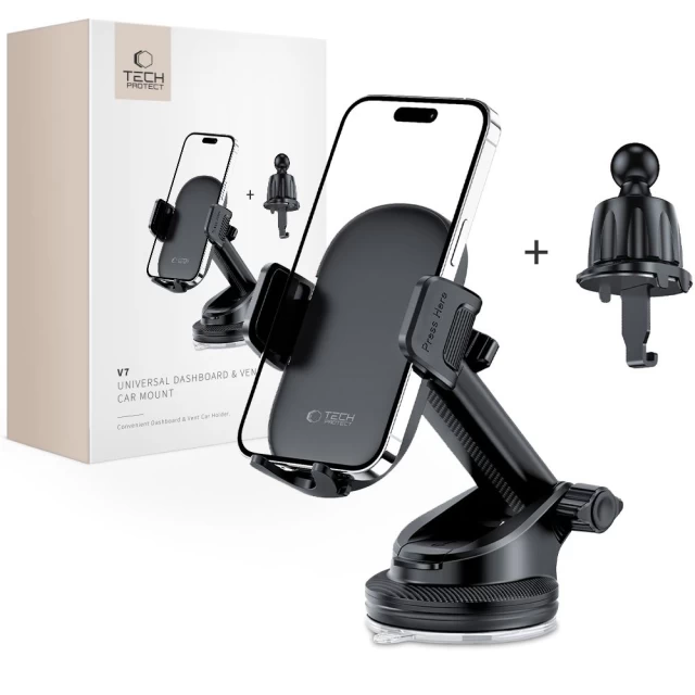 Автотримач Tech-Protect V7 Universal Dashboard/Vent Car Mount Black (5906302309061)