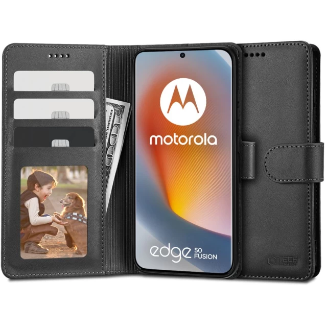 Чехол-книжка Tech-Protect Wallet для Motorola Edge 50 Fusion Black (5906302309436)