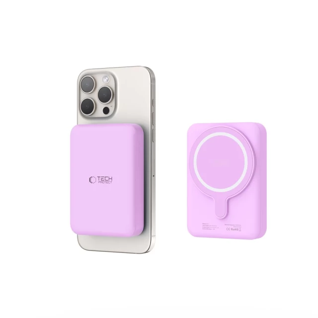 Портативное зарядное устройство Tech-Protect PB11 LifeMag 10000mAh Lilac with MagSafe (5906302310685)