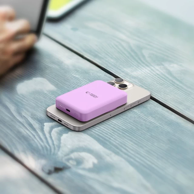 Портативное зарядное устройство Tech-Protect PB11 LifeMag 10000mAh Lilac with MagSafe (5906302310685)