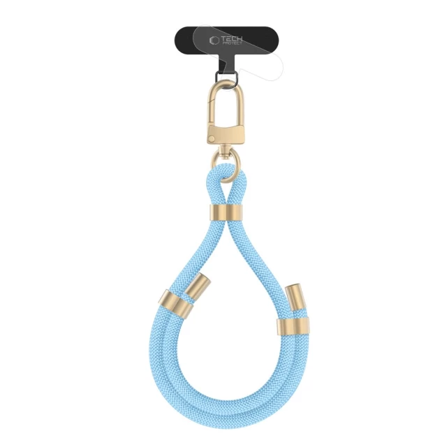 Ремешок Tech-Protect C4S Rope Wrist Strap Baby Blue Gold (5906302312740)