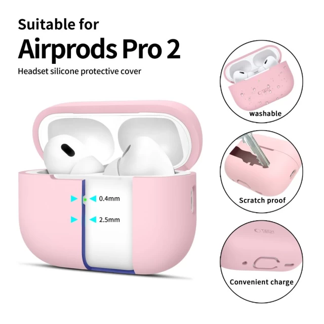 Чехол для наушников Tech-Protect Silicone для AirPods Pro 2 | 1 Dusty Pink (5906302313709)