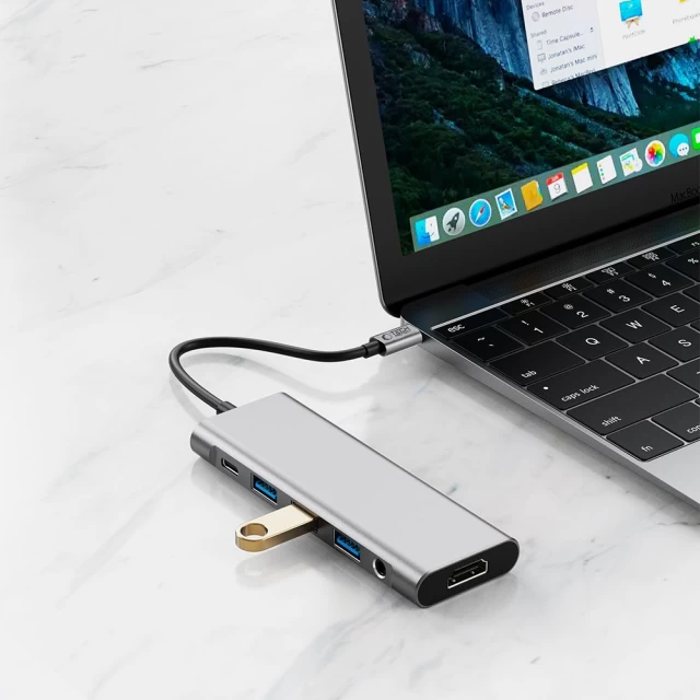 USB-хаб Tech-Protect HB04 9-in-1 USB-C to 3xUSB-A | USB-C | HDMI 4K 60Hz | SD/TF | Audio 3.5 mm Space Grey (5906302360536)