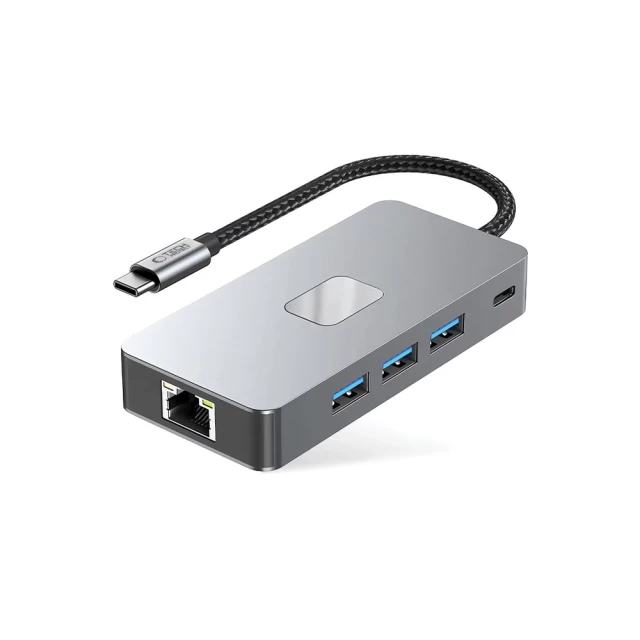 USB-хаб Tech-Protect HB05 9-in-1 USB-C to 3xUSB-A | HDMI 4K 60Hz | SD/TF | RJ45 | USB-C Space Grey (5906302360543)