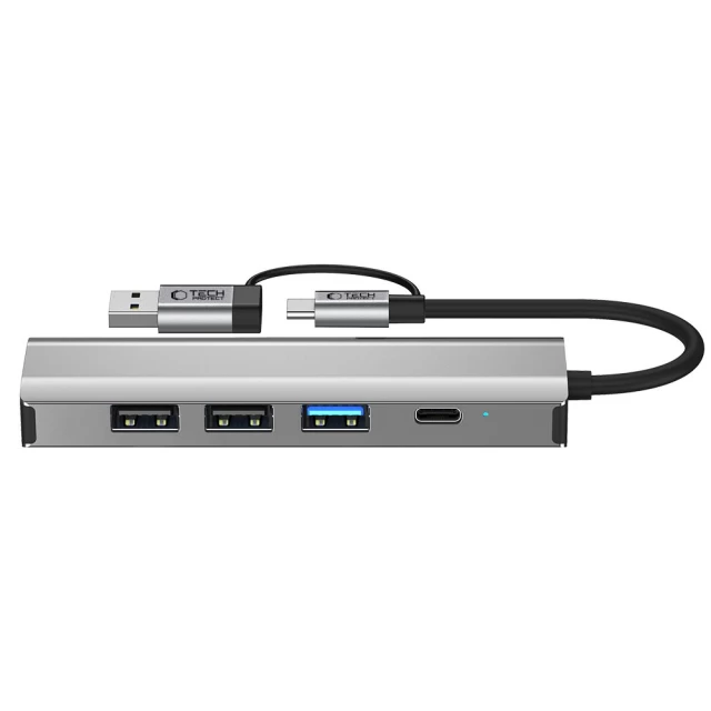 USB-хаб Tech-Protect HB03 5-in-1 USB-C to 3xUSB-A | USB-C | RJ45 Space Grey (5906302360567)