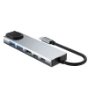 USB-хаб Tech-Protect HB02 6-in-1 USB-C to 2xUSB-A | 2xUSB-C | HDMI 4K 30Hz | RJ45 Space Grey (5906302360574)