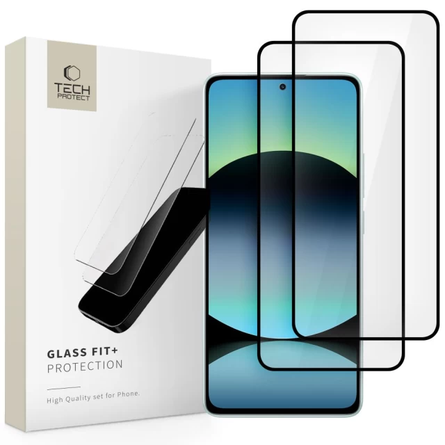 Защитное стекло Tech-Protect Glass Fit+ для Xiaomi Redmi Note 14 4G/5G Black (2 pack) (5906302361281)