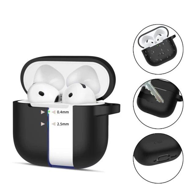 Чохол для навушників Tech-Protect Silicone Hook для AirPods 4 Black (5906302370047)