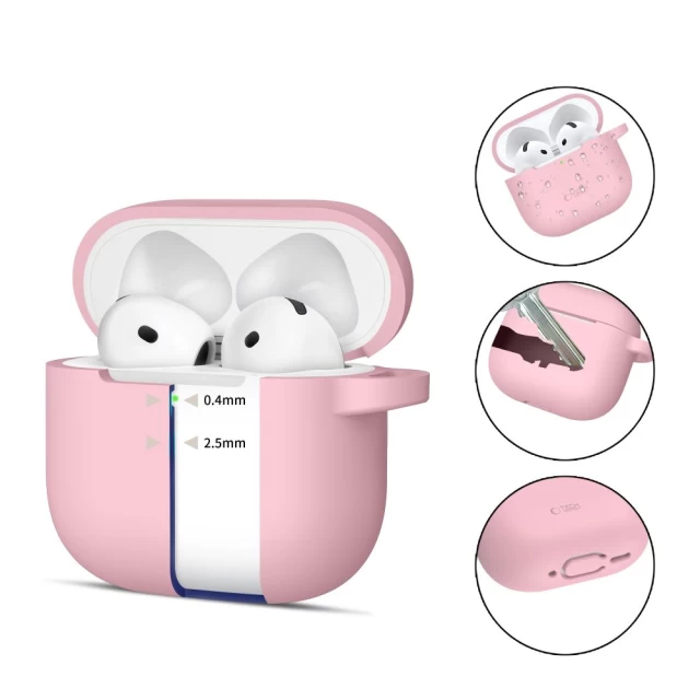 Чохол для навушників Tech-Protect Silicone Hook для AirPods 4 Dusty Pink (5906302370054)