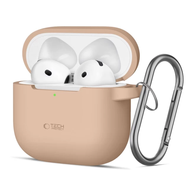 Чохол для навушників Tech-Protect Silicone Hook для AirPods 4 Caffe Latte (5906302370078)