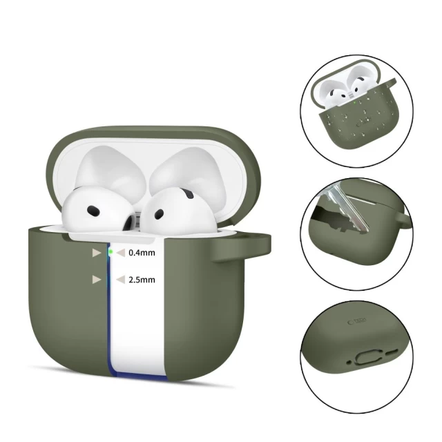 Чохол для навушників Tech-Protect Silicone Hook для AirPods 4 Olive Green (5906302370085)