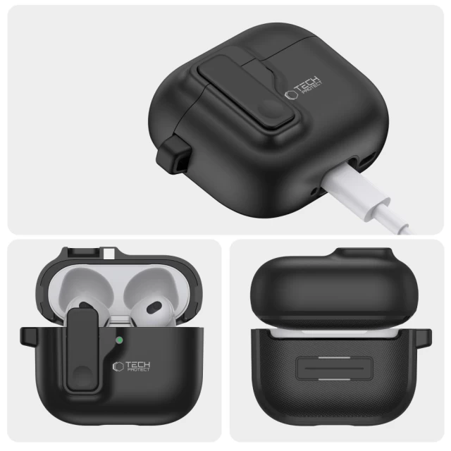 Чохол для навушників Tech-Protect Slim Hook для AirPods 4 Black (5906302371198)