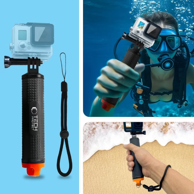 Водонепроницаемый монопод Tech-Protect GА100 Float Hand Grip для GoPro | DJI Black (5906302372447)