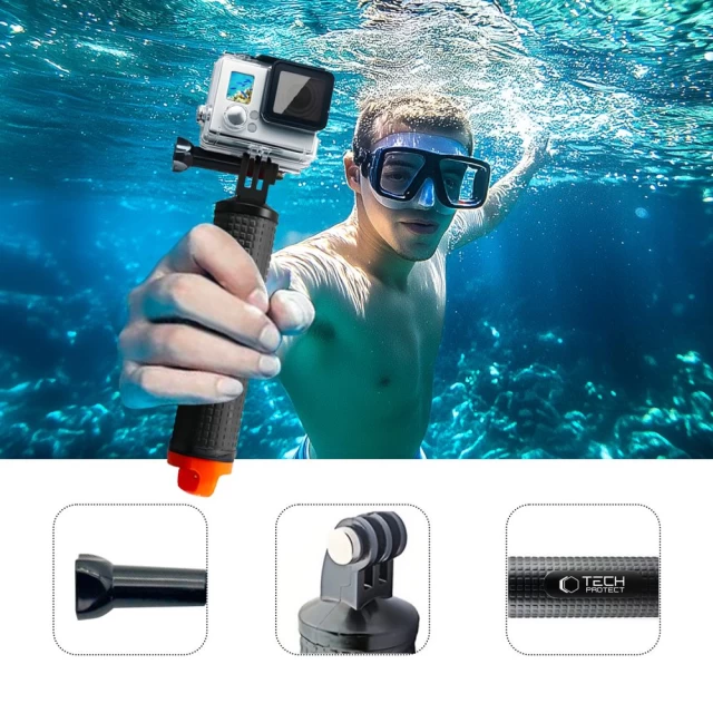 Водонепроницаемый монопод Tech-Protect GА100 Float Hand Grip для GoPro | DJI Black (5906302372447)