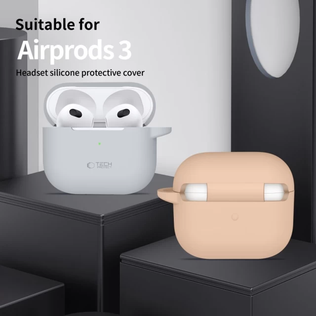 Чехол для наушников Tech-Protect Silicone Hook для AirPods 3 Caffe Latte (5906302375066)