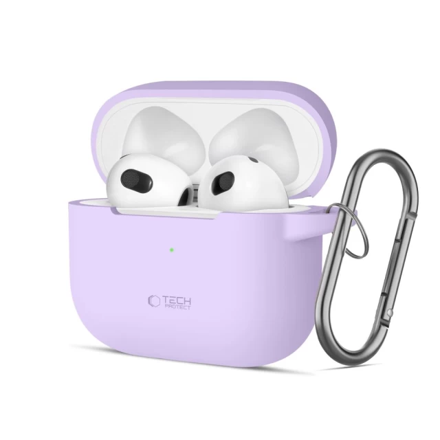 Чехол для наушников Tech-Protect Silicone Hook для AirPods 3 Lavender (5906302375080)