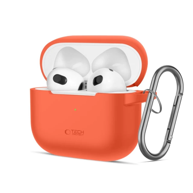 Чехол для наушников Tech-Protect Silicone Hook для AirPods 3 Neon Orange (5906302375134)