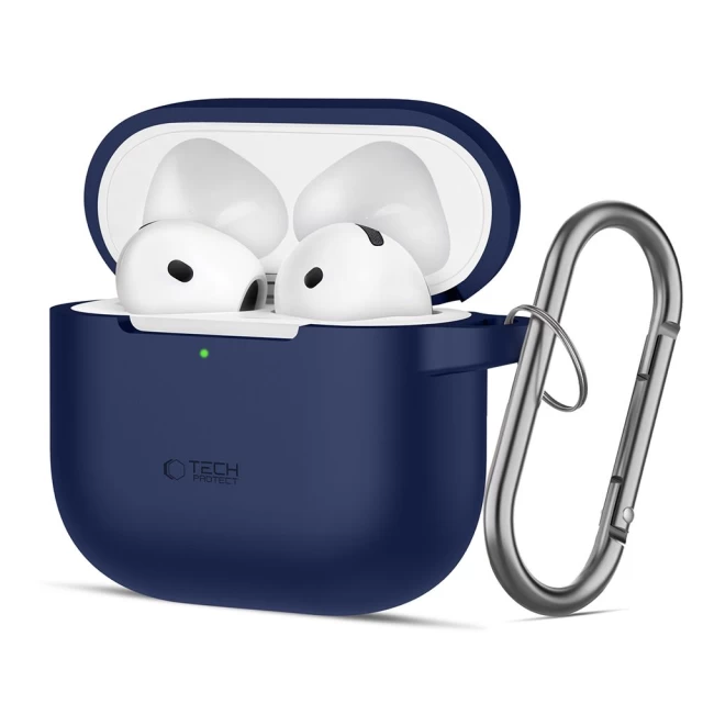 Чехол для наушников Tech-Protect Silicone Hook для AirPods 4 Navy Blue (5906302380275)