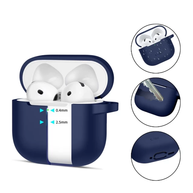 Чехол для наушников Tech-Protect Silicone Hook для AirPods 4 Navy Blue (5906302380275)