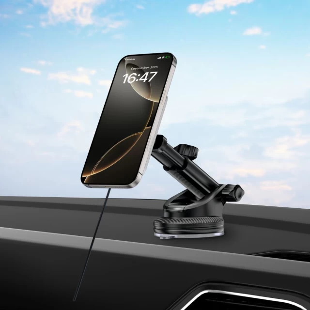 Автотримач із функцією бездротової зарядки Tech-Protect MM15W-V9 Magnetic Dashboard & Vent Car Mount Wireless Charger 15W Black with MagSafe (59063023