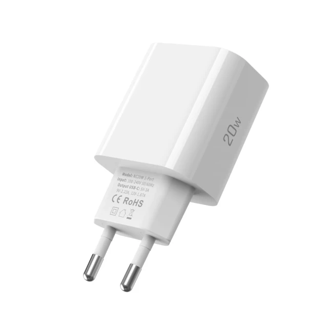 Сетевое зарядное устройство Tech-Protect NC20W PD 20W USB-C White (5906302380985)