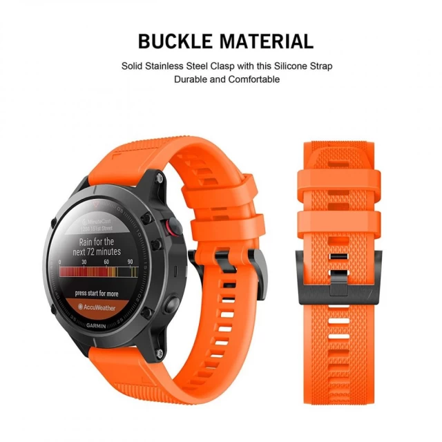 Ремінець Tech-Protect Smooth для Garmin Fenix 5 | 6 | 6 Pro | 7 Orange (5906735415049)