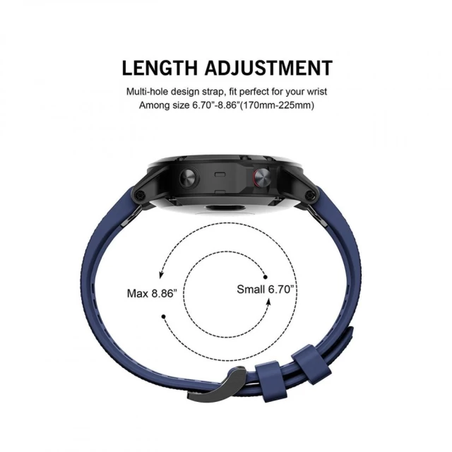 Ремешок Tech-Protect Smooth для Garmin Fenix 5 | 6 | 6 Pro | 7 Navy Blue (5906735415070)