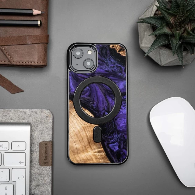 Чохол Bewood Unique Violet для iPhone 14 Purple Black with MagSafe (5907511785950)