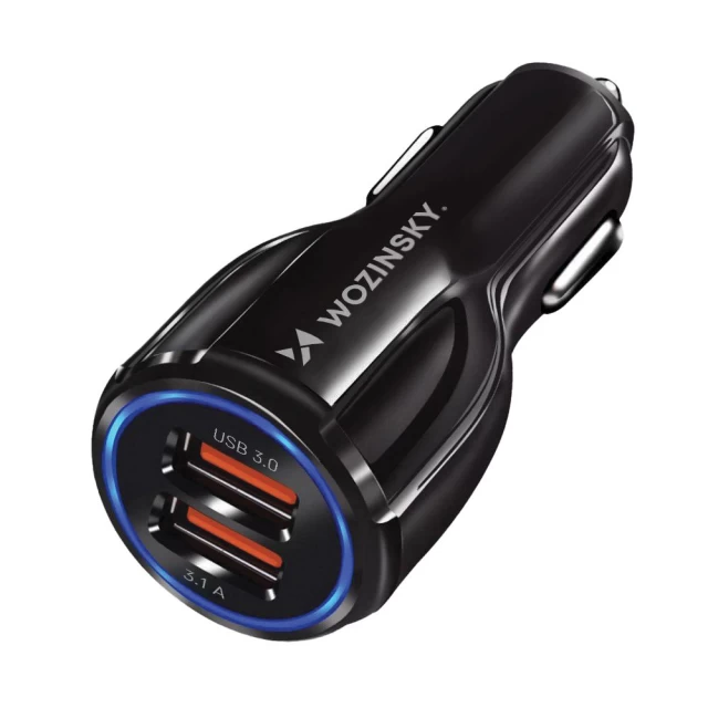 Автомобільний зарядний пристрій Wozinsky Quick Charge 24W 2xUSB-A Black (WCC-02)