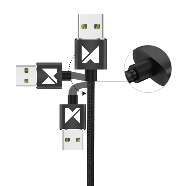Кабель Wozinsky Magnetic 3-in-1 100W USB-A to USB-C/Lightning/Micro-USB 1m Black (WMC-01)