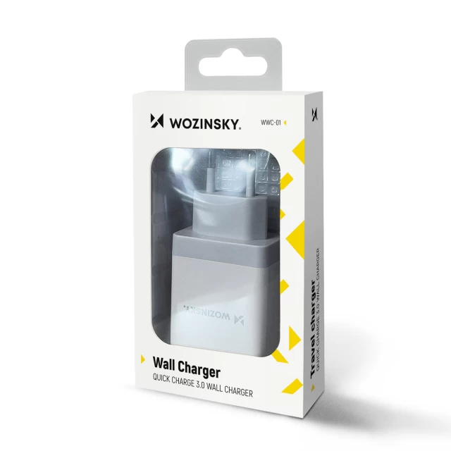 Мережевий зарядний пристрій Wozinsky QC 30W 3xUSB-A White (WWC-01)