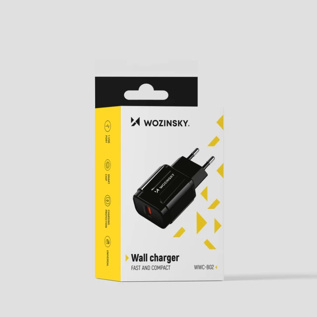 Сетевое зарядное устройство Wozinsky QC 19W USB-A Black (WWC-B02)