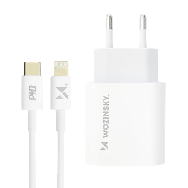 Мережевий зарядний пристрій Wozinsky FC 20W USB-C with USB-C to Lightning Cable 1m White (5907769300868)
