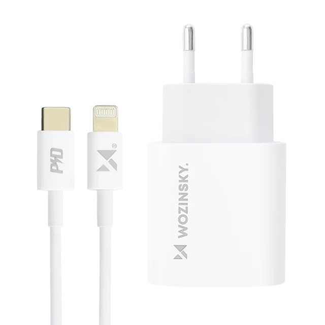 Сетевое зарядное устройство Wozinsky FC 20W USB-C with USB-C to Lightning Cable 1m White (5907769300868)