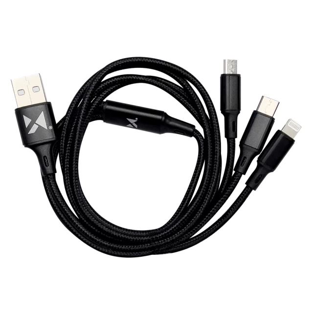 Кабель Wozinsky 3-in-1 USB-A to USB-C/Lightning/Micro-USB 1.25m Black (5907769301131)