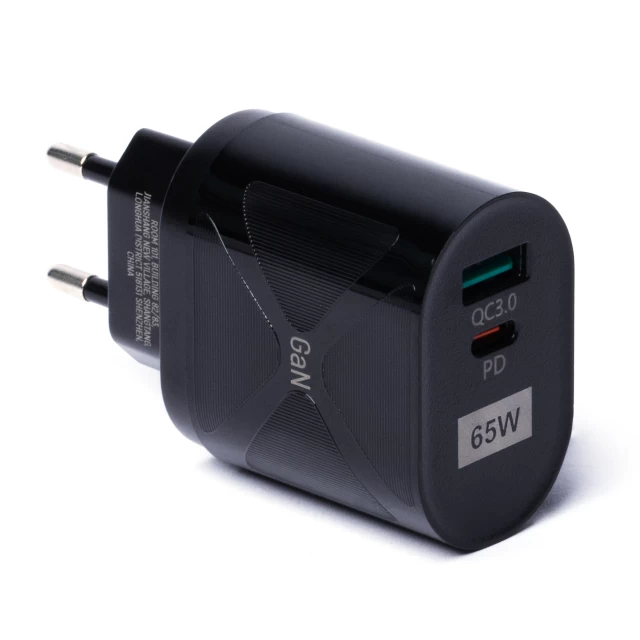 Сетевое зарядное устройство Wozinsky 65W USB-C | USB-A Black (WWCGM1)